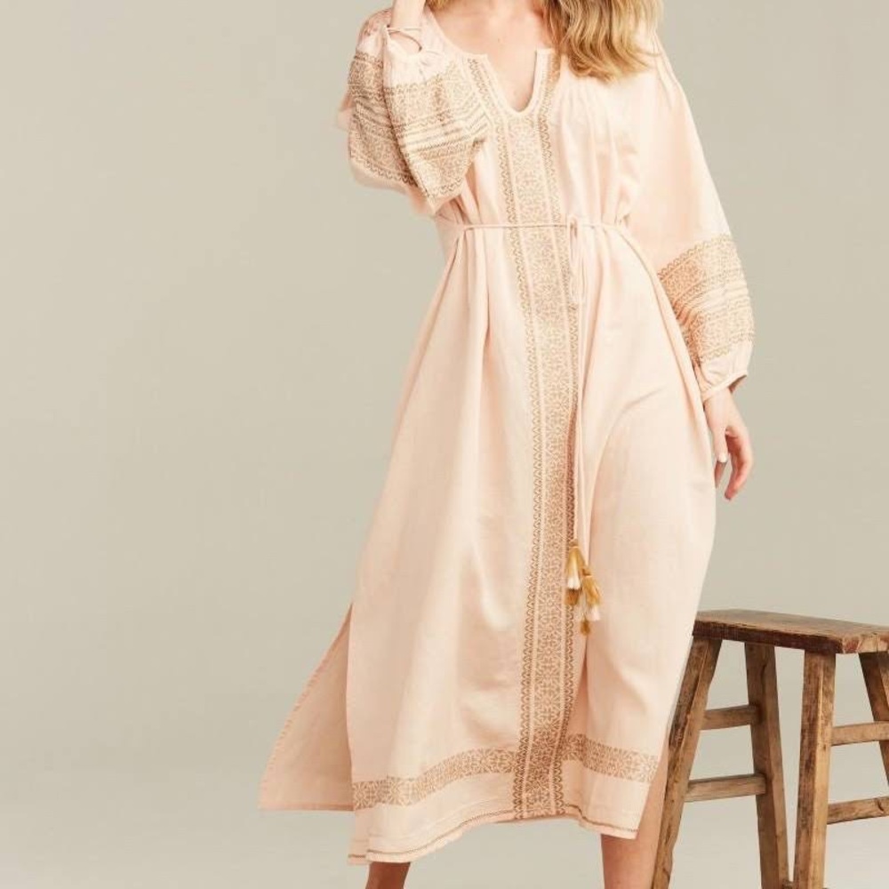 NWT Roller Rabbit Cross-Stitch Rowena Dress Linen XS